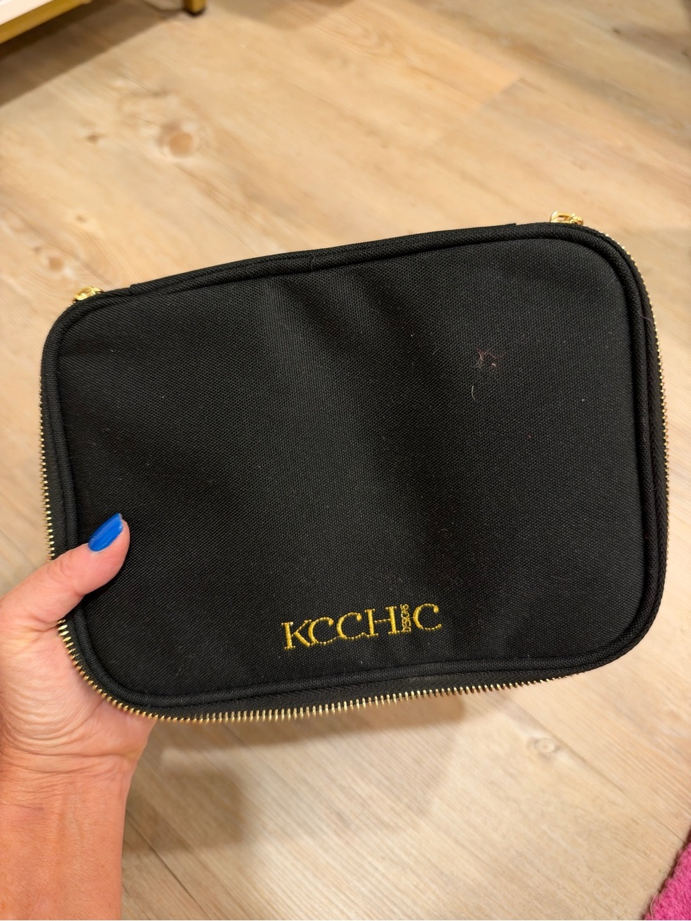 KC Chic Black Jewelry Pouch with Gold Zip